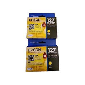 Lot 2 New Genuine Epson 127 Color XL High Capacity Ink Yellow EXP: 03 & 05/2025